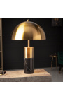 "Burlys" bordslampa i svart marmor och guld-färgad metall av konst-Deco inspiration