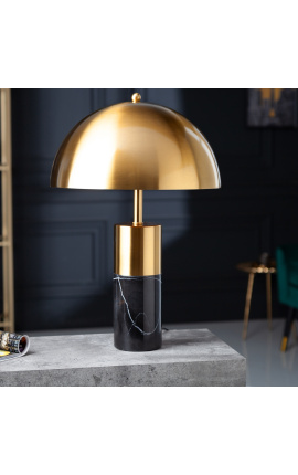 Llum de taula &quot;Burlys&quot; de marbre negre i metall daurat, inspiració Art-Deco