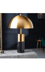 Lampe à poser "Burlys" en marbre noir et métal couleur doré d'inspiration Art-Déco