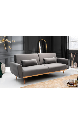 Contemporary 3-seater "Phebe" sofa bed in anthracite velvet