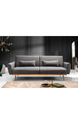 Contemporary 3-seater &quot;Phebe&quot; sofa bed in anthracite velvet