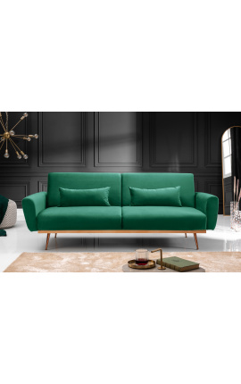 Sofá-cama contemporâneo &quot;Phebe&quot; de 3 lugares em veludo verde esmeralda