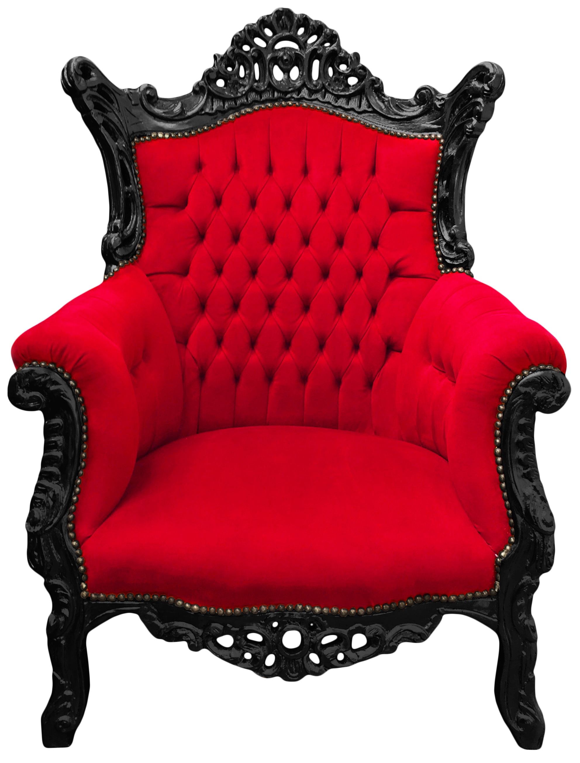 Perseus Konsulat Vie Grand Rococo Baroque armchair red velvet and glossy black