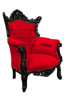 Grand Rococo Baroque -nojatuoli punainen sametti ja kiiltävä musta