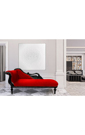 Chaise longue barroco grande con tela de terciopelo rojo cisne y madera de oro