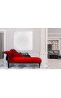 Large baroque chaise longue with a swan red velvet fabric and gold wood