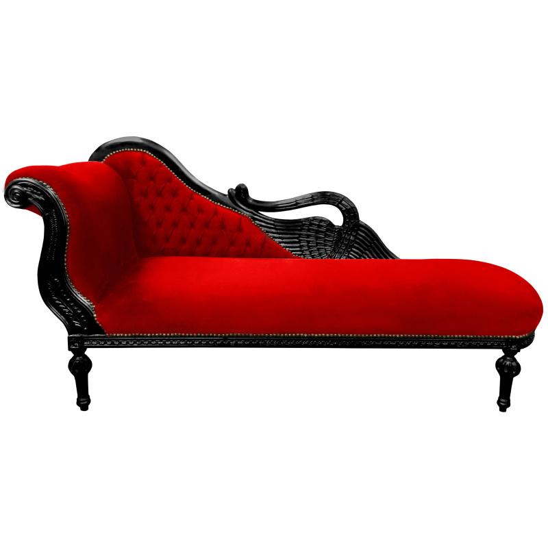 Detective prioriteit Gebeurt Grand chaise longue with swan fabric red velvet and gold wood