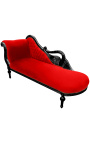 Large baroque chaise longue with a swan red velvet fabric and gold wood