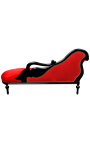 Large baroque chaise longue with a swan red velvet fabric and gold wood