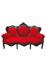 Barokna sofa tkanina crveni baršun i crno lakirano drvo