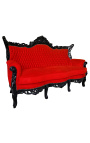 Barok Rococo 3 zits rood fluweel en zwart hout