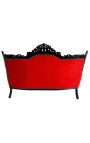 Barok Rococo 3 zits rood fluweel en zwart hout