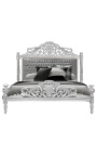 Baroková posteľ sivá zamatová látka a strieborné drevo