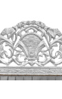 Baroque bed grey velvet fabric and silver wood