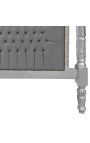 Cama barroca tela de terciopelo gris y madera de plata