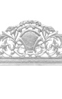 Cama barroca tela de terciopelo gris y madera de plata