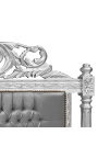 Baroque bed headboard grey velvet fabric and gold wood