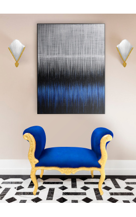 Pintura acrílica contemporânea &quot;Frequências em Azul e Preto - Petit Opus&quot;