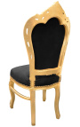 Stolica u baroknom rokoko stilu tkanina od crnog baršuna i zlatno drvo