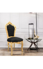 Cadira d'estil barroc rococó teixit de vellut negre i fusta daurada