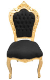 Barokke rococo-stijl stoel zwart fluwelen stof en goud hout