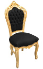 Sedia in stile barocco rococò tessuto in velluto nero e legno dorato