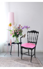 Napoleon III style chair fabric pink and black wood 
