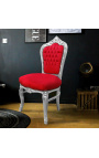 Chair Barroco terciopelo rojo estilo rococo y madera plateada