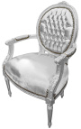 Барокко кресло Louis XVI стиль медальон кожа ложное серебро кожи и посеребренный дерево