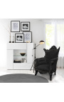 Grand Rococo Baroque armchair black velvet and glossy black