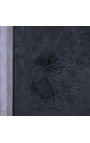 Stort svart rektangulært moderne maleri "Genesis - Halv størrelse" Mix mediene