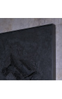 Stort svart rektangulært moderne maleri "Genesis - Halv størrelse" Mix mediene
