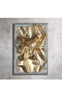 Contemporary "So Gold" triptych with golden leather and plexiglass case
