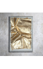 Triptyque contemporain "So Gold" avec cuir doré et caisse en plexiglass