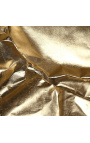 Tríptico contemporâneo "So Gold" com couro dourado e caixa em plexiglass