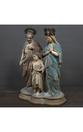 Large polychrome plaster statue &quot;The Holy Family of Chapelle&quot;
