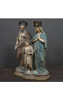 Grote polychrome plasterstatue "De heilige familie van de kapel"