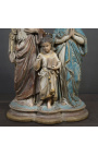 Голяма полихромна гипсова статуя "Светото семейство от Шапел"