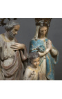 Grote polychrome plasterstatue "De heilige familie van de kapel"