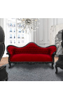 Barokk sofa Napoléon III stil Burgundy velvet og svart lakkeret tre