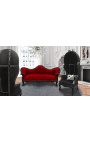 Sofa barokowe Napoléon III styl Burgundy velvet i czarny lakierowany drewno