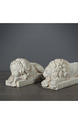 Fabulosa escultura de un par de leones italianos