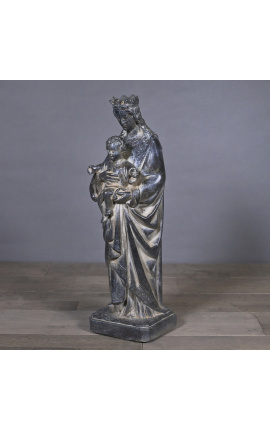 Grande statua &quot;Madonna Nera con Bambino&quot; in gesso patinato nero