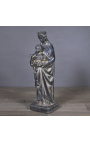 Large "Black Madonna and Child" statue in black patinated plaster
