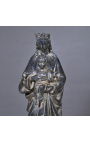 Stor "Black Madonna och Child" staty i svart patinerad gips