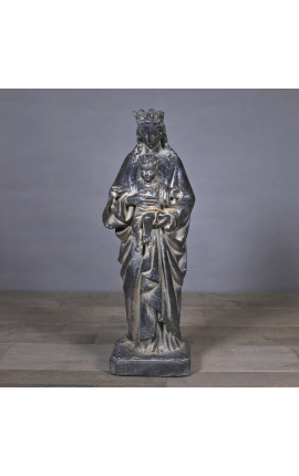 Wielki "Czarna Madonna i dziecko" statua w czarnym patynowanym plastrze