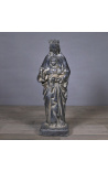 Nagy Black Madonna és gyermek szobor fekete patinált vakolatban