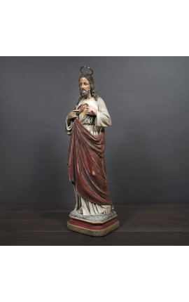 Large statue &quot;Sacred heart of the chapel&quot; in polychrome plaster