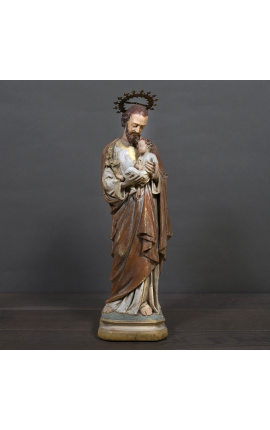 Large statue "Joseph with the child of the chapel" in polychrome plaster