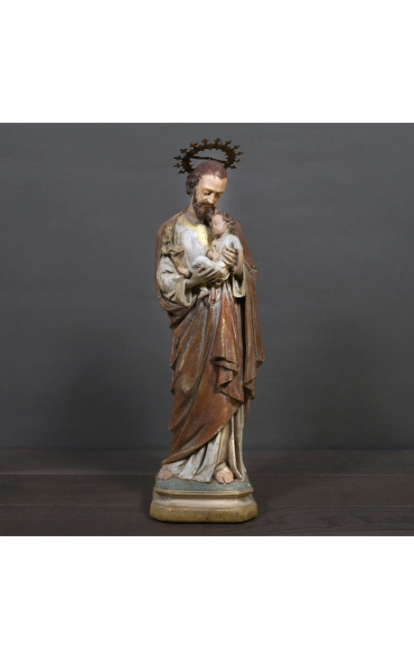 Large statue "Sacred heart of the chapel" in polychrome plaster